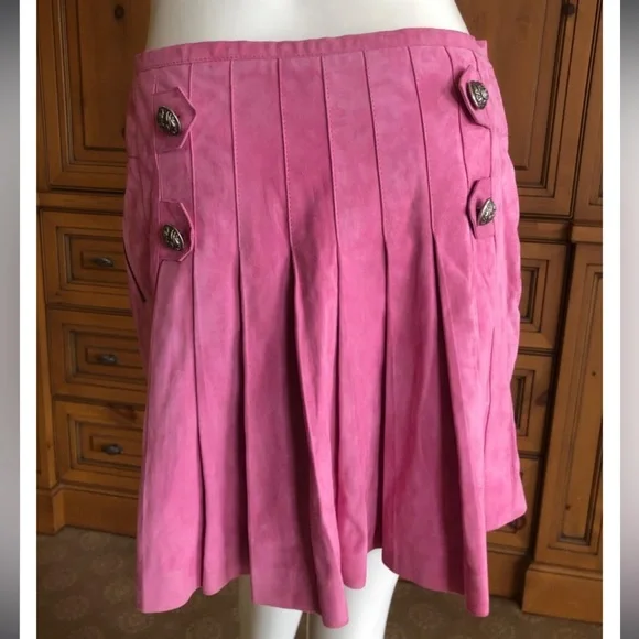 🦋💫 Christian Dior by John Galliano Vintage Pink Suede Mini Skirt 🦋💫 - Picture 4 of 6